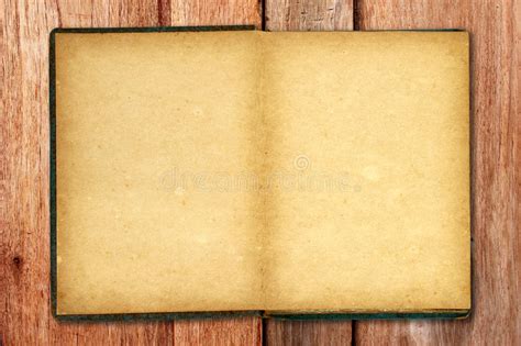 Old Blank Open Notebook On Wooden Background Stock Image Image Of