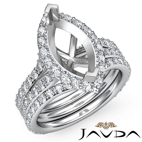 190ct Marquise Diamond Semi Mount Engagement Wedding Ring Bridal Set