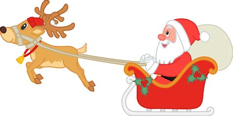 Santa Claus Is In A Sleigh Pulled By Reindeer Clipart Free Download