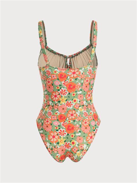 Floral Cutout One Piece Swimsuit And Reviews Orange Sustainable One