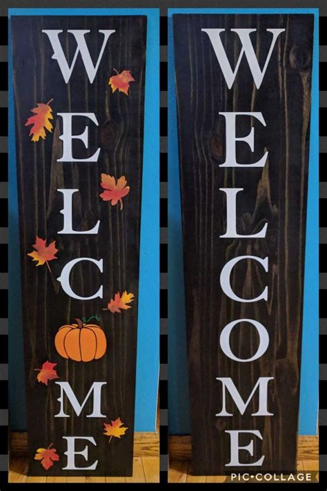 Double Sided Welcome Sign Welcome Wood Sign Fall Wood Signs Welcome
