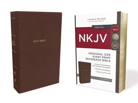 Nkjv Reference Bible Personal Size Giant Print Imitation Leather Brown Red Letter Edition