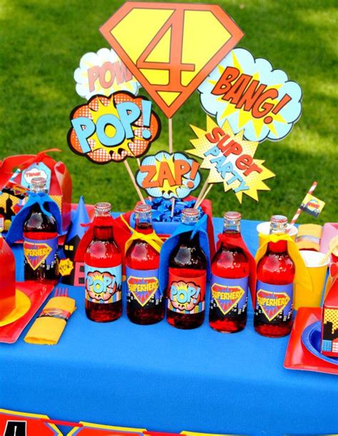 Superhero Party Punch Signs Superman Birthday By Krownkreations