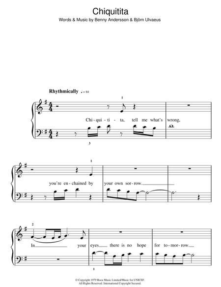 Chiquitita By Abba Benny Andersson Digital Sheet Music For Download Print Hx