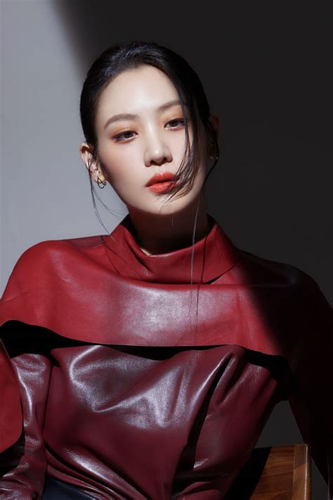 Claudia Kim 2021 Claudia Kim Red Leather Jacket Fashion
