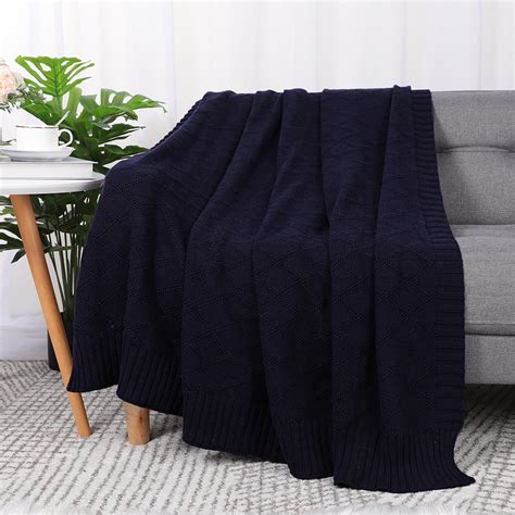 Piccocasa Breathable Cotton Cable Knit Throw Blanket Lightweight