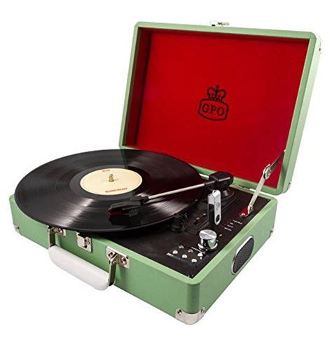 Gpo Attache Briefcase Style Three Speed Portable Vinyl Turntable With