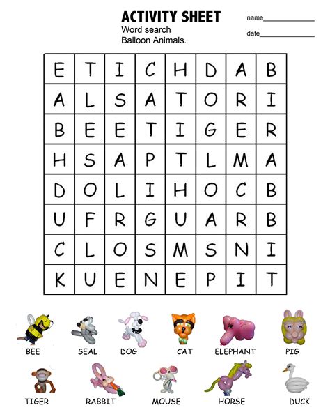 Children Word Search Puzzles