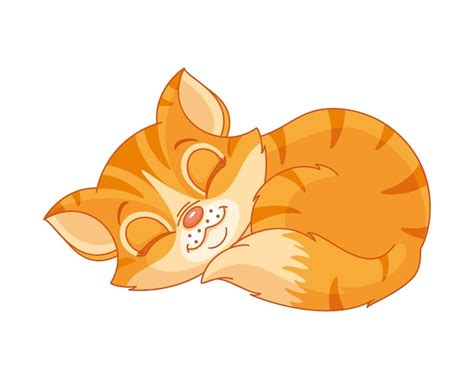 Premium Vector Red Cat Sleeping Cartoon Vector Illustration