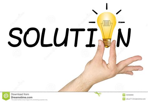 Solution Hand Light Bulb Word Stock Image - Image of white, symbolic ...