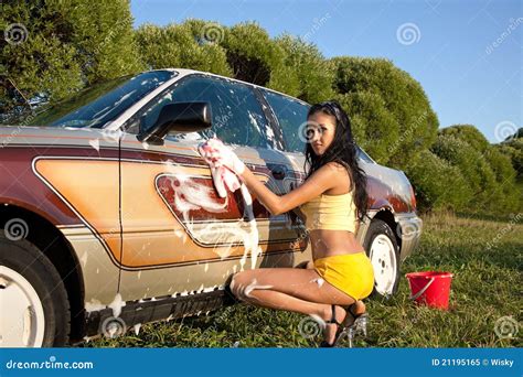 Sexy Girl Washing A Car Pin Up Style Royalty Free Stock Photo Image
