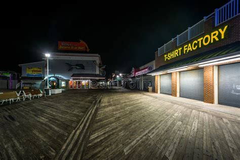 The Boardwalk At Night In Ocean City Maryland Editorial Image