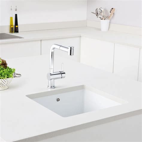 Caple Square Single Bowl Inset Or Undermount White Ceramic Kitchen Sink