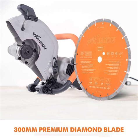 evolution r300dct electric disc cutter 300mm diamond blade variety pack 22 2mm bore evolution