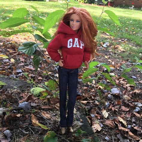 Goddess Barbie Basics Wears Gap Hoodie So Sweet Barbie Basics Red Leather Jacket Leather