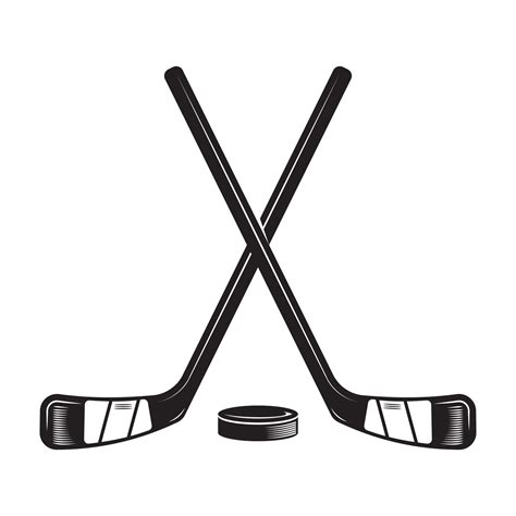 Ice Hockey Design On White Background Hockey Stick Line Art Logos Or