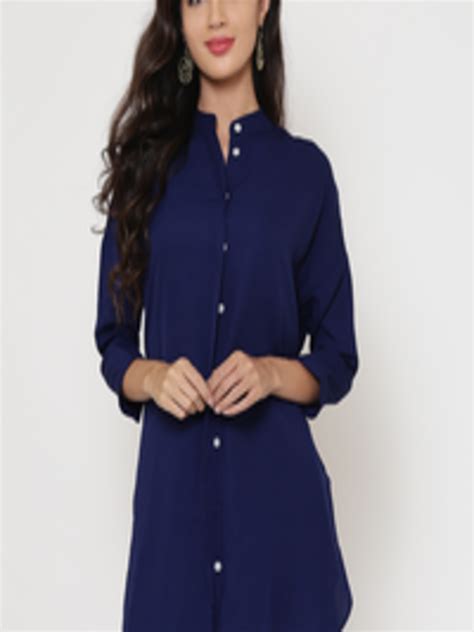 Buy Be Indi Women Navy Blue Solid Tunic Tunics For Women 7370289 Myntra