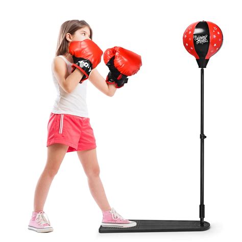 Kids Punching Bag Wadjustable Stand Boxing Gloves Boxing Set