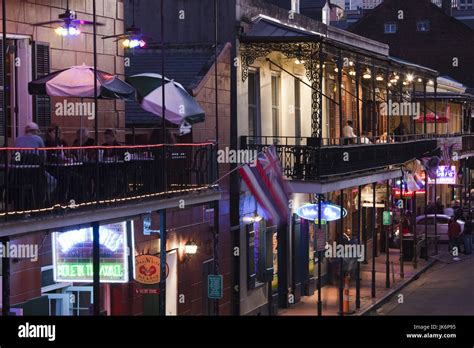 Usa Louisiana New Orleans French Quarter Bourbon Street And City