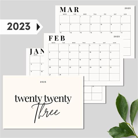 2023 Printable Calendar 2023 Digital Calendar 2023 Calendar Etsy