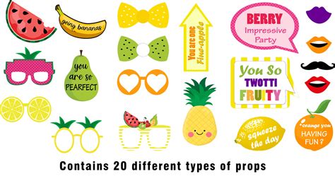 Twotti Fruity Girls Photo Booth Props Kit Pack Of 20 Theme My Party