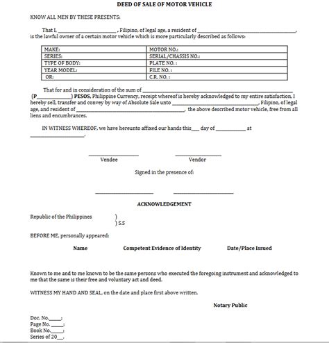 Deed Of Absolute Sale Sample Form For Deed Of Sale Studocu