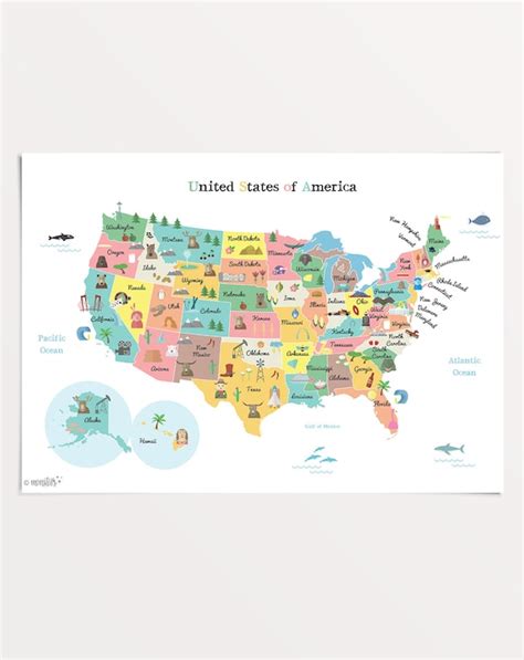 Printable Labeled Map Of The United States United 50 States Map
