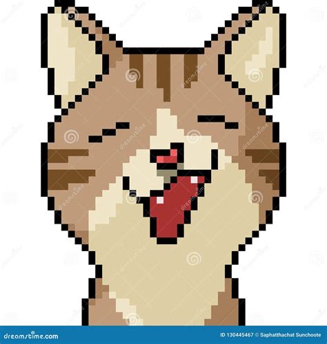 Vector Pixel Art Cat Funny Stock Vector Illustration Of Cartoon