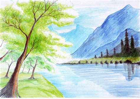 Landscape Drawing Ideas Colourful Easy See More Ideas About Landscape