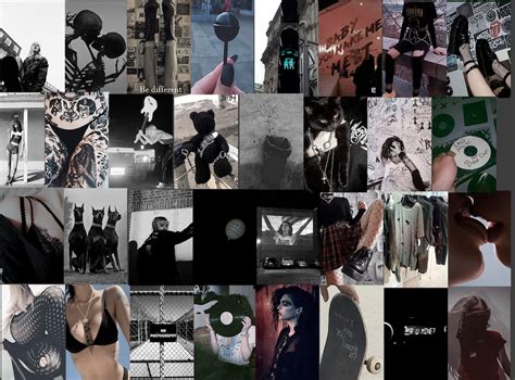 100 Pcs Grunge Wall Collage Kit Black Wall Collage Aesthetic Etsy