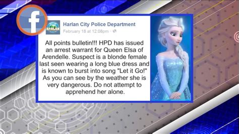 So Cold Police In Kentucky Issued Arrest Warrant For Frozen S Elsa