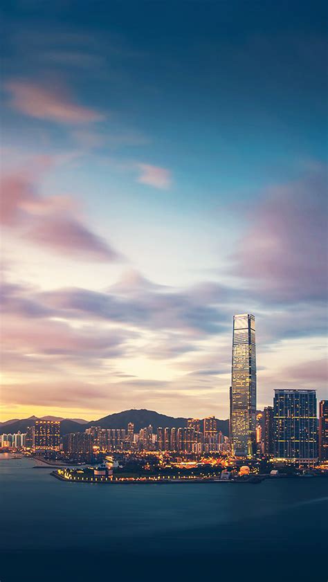 Hong Kong Sunset Skyscraper City Bay Iphone Wallpapers Free Download