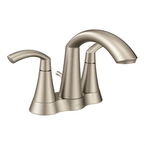 Faucet finishes in the bathroom are similar to those used in current kitchen designs, with brushed. MOEN Glyde 4 in. Centerset 2-Handle High-Arc Bathroom ...
