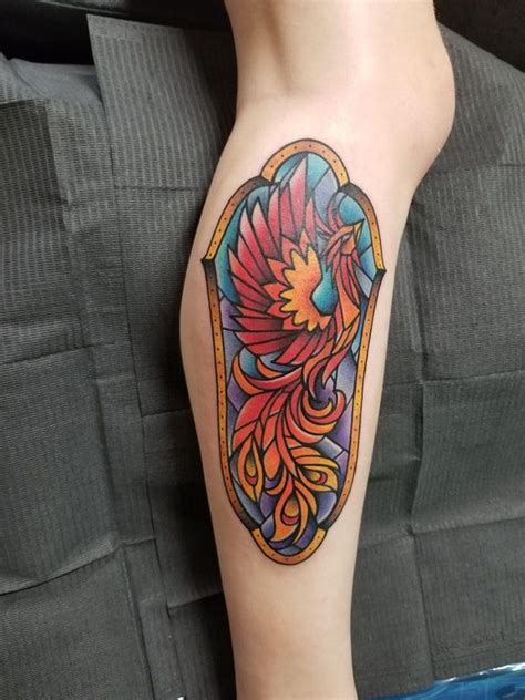 Stained Glass Pheonix Done At Lakeside Tattoo Co By Amanda In Richmond