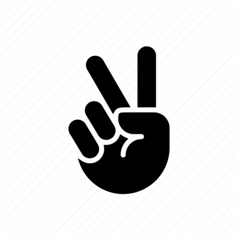 Peace Hand Gesture Icon Drop Shadow Victory Silhouette Symbol Two D4a