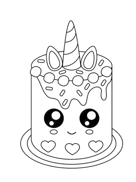 Dibujos Para Colorear Un Pastel Unicornio Kawaii Birthday Cake Drawing