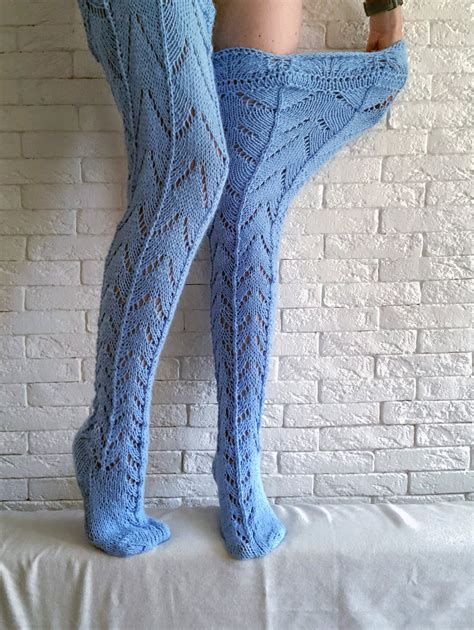 real plus size thigh high socks blue cable knit knee highs etsy