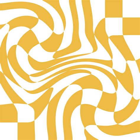 1970 Trippy Grid And Wavy Swirl Pattern In Yellow Color Hand Drawn
