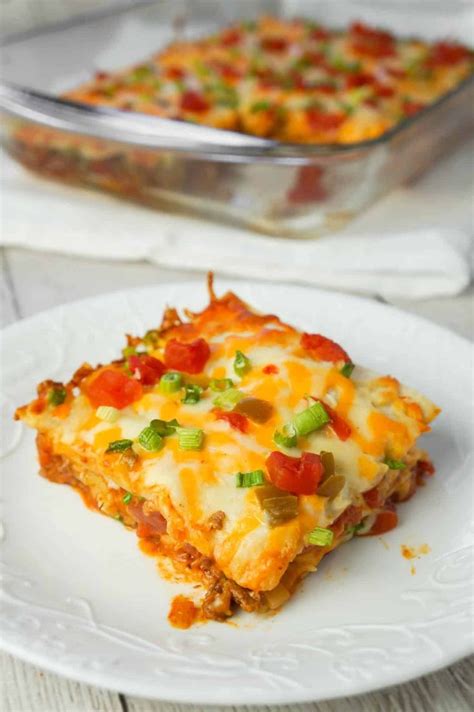 Taco Lasagna Is An Easy Casserole Recipe With Layers Of Soft Tortillas
