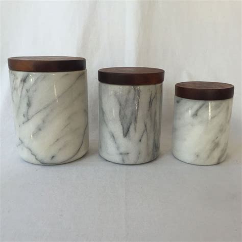Marble Kitchen Canisters Set Of 3 Chairish