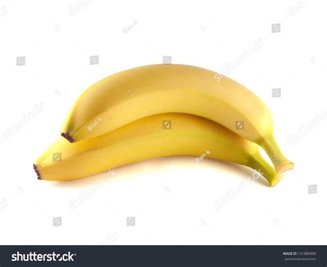 Two Bananas Isolated On White Background Ripe Healthy Fresh Fruit