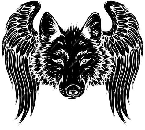 Premium Vector Black Silhouette Of Wolf With Wings