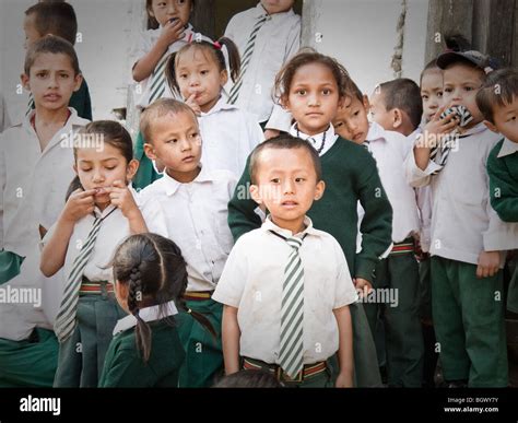 School Children In Their Uniforms Eastern Nepal Stock Photo Alamy