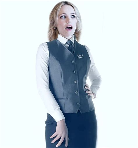 Rachel Mcadams In Waitress Uniform With White Shirt And Black Tie Vest