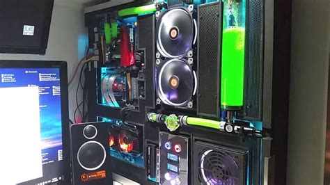 Custom Water Cooled Wall Pc Project Perforated Youtube