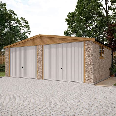 20ft 5in wide apex roof double concrete garages area 1 traditional two car double garages
