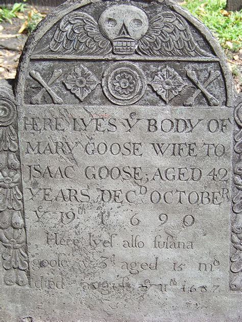 Mother Goose Headstone In The Granary Cemetery In Boston Cemetery