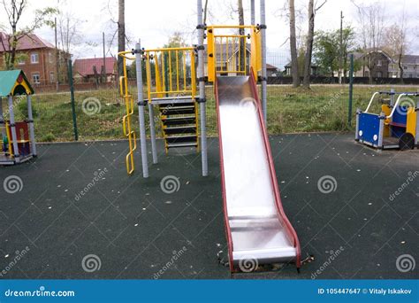Children`s Slides And Playgrounds Stock Image Image Of Naive Green