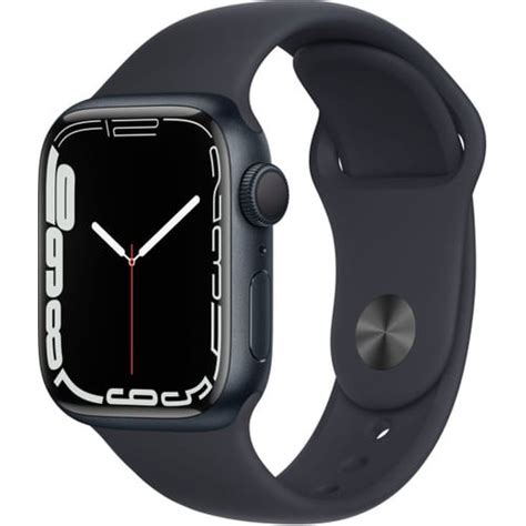 apple watch series 7 gps boitier 41 mm aluminium noir minuit avec bracelet sport noir minuit