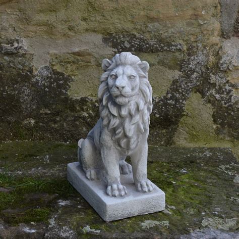 Stone Garden Lion Massive Lion Statue Unique Garden Decor Guardian